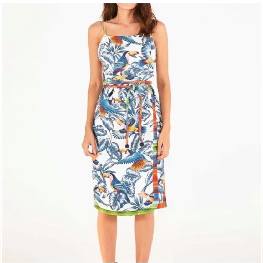 LAST CHANCE Farm Rio Flying Toucans Open Back Midi Dress - Picture 5 of 16